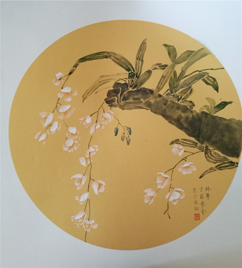 沒骨畫—幽蘭迎春