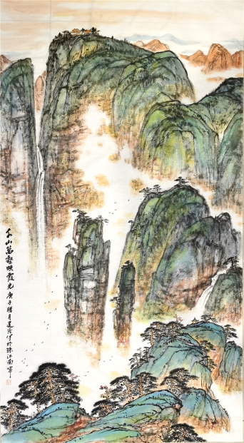 千山萬壑映霞光